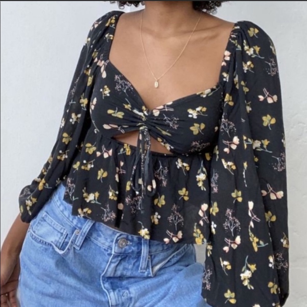 UO Cutout Peplum Top